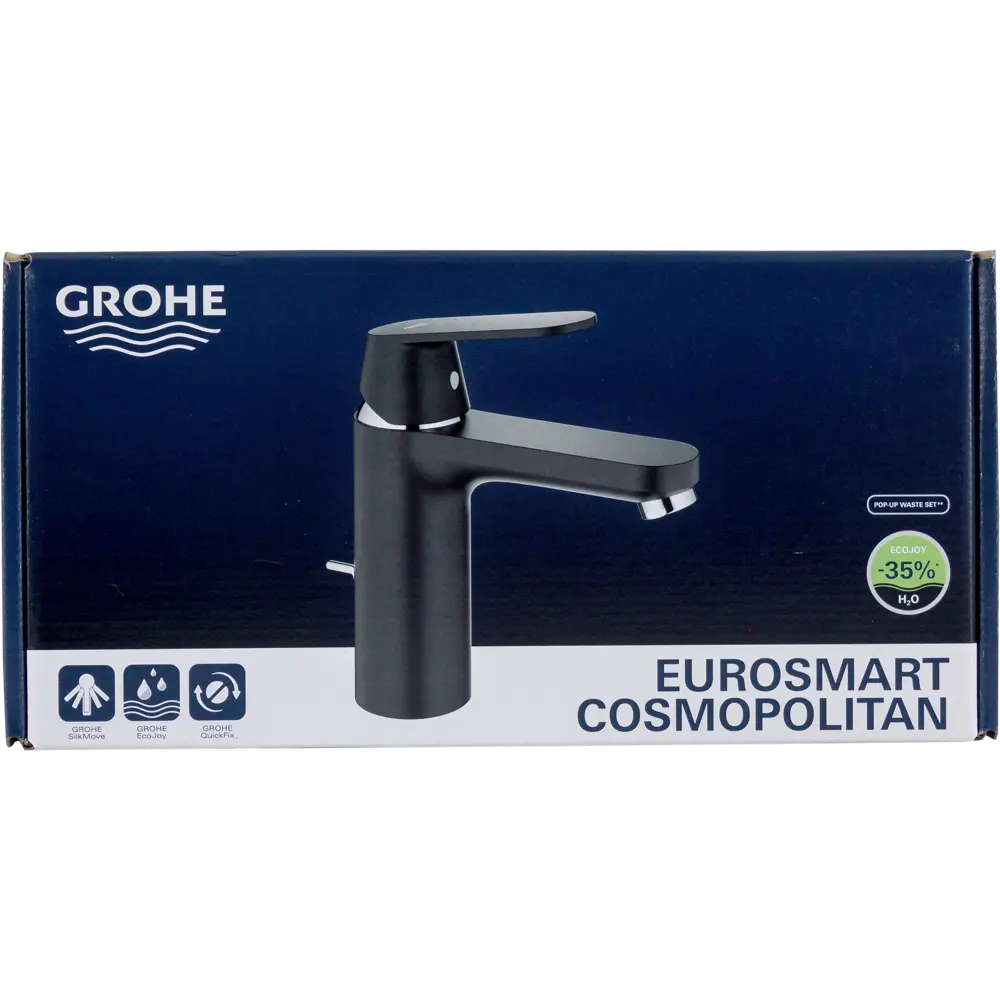 Смеситель для раковины Grohe Eurosmart Cosmo M однорычажный цвет чёрный 82199447 STLM-2000585 Eurosmart Cosmopolitan - Вид №4