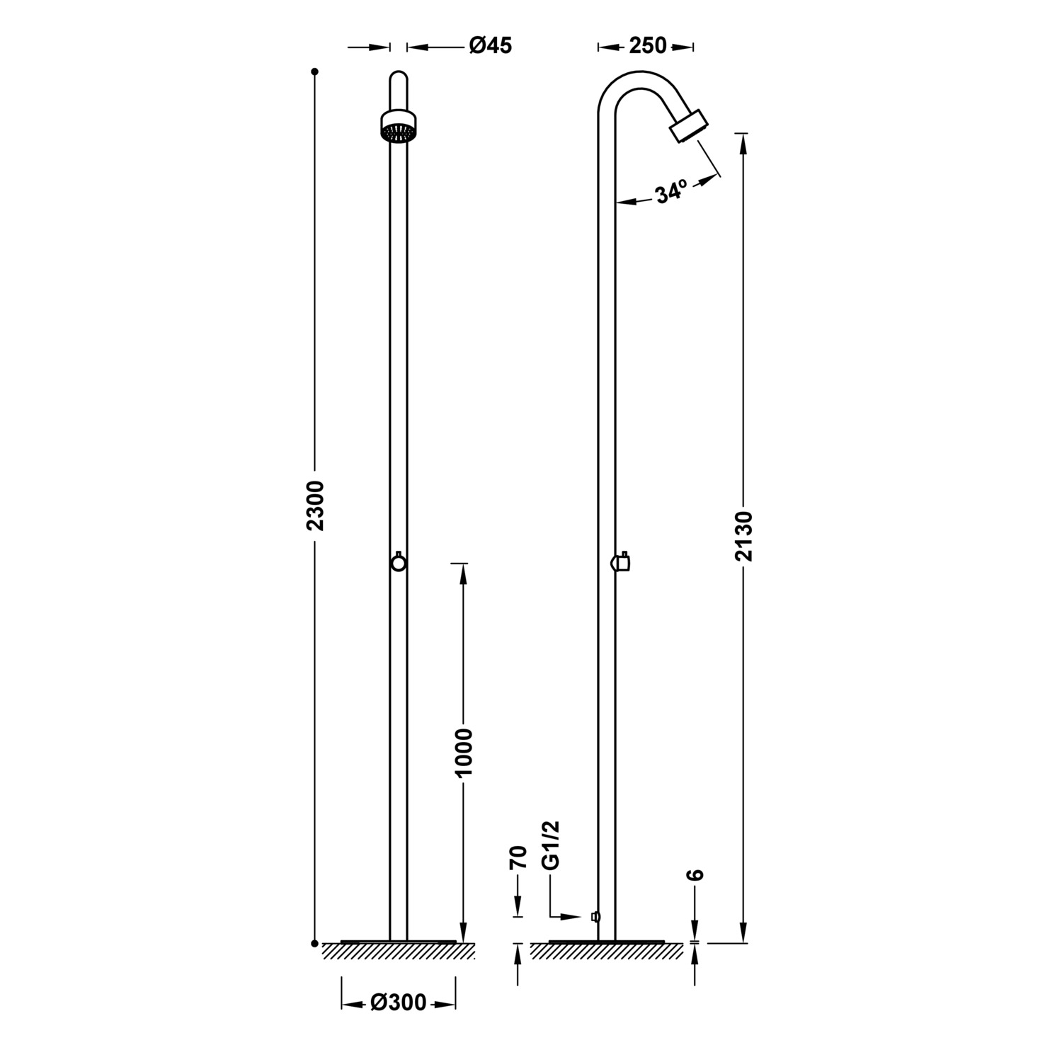 Душевая колонка из нержавеющей стали 316-13499503 с 1 водой для сада или бассейна TRES Outdoor - Вид №1