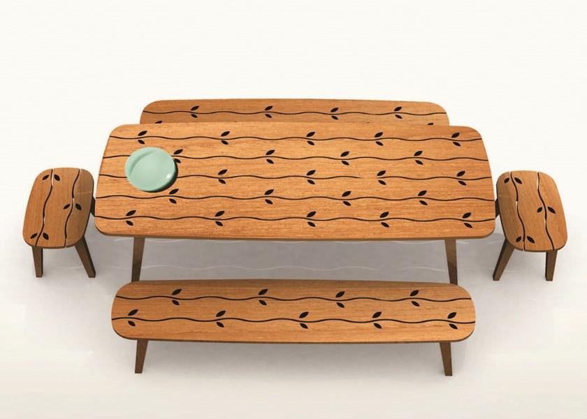 MOBIKA GARDEN Низкий садовый табурет из тика Wave sun-id-1428881 - Вид №2