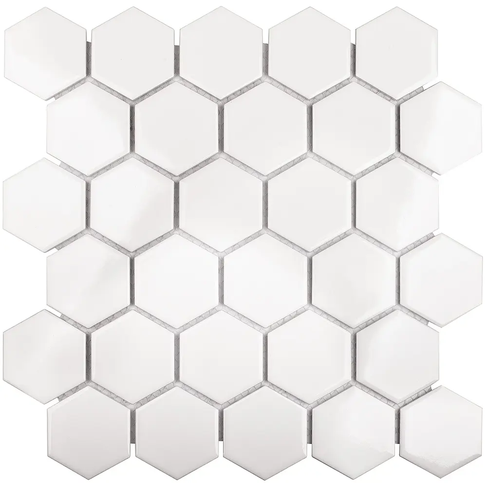 Мозаика керамическая Smart Mosaic Homework Hexagon White Glossy 26.5x27.8 см цвет белый 82909304 STLM-2095183 - Вид №2