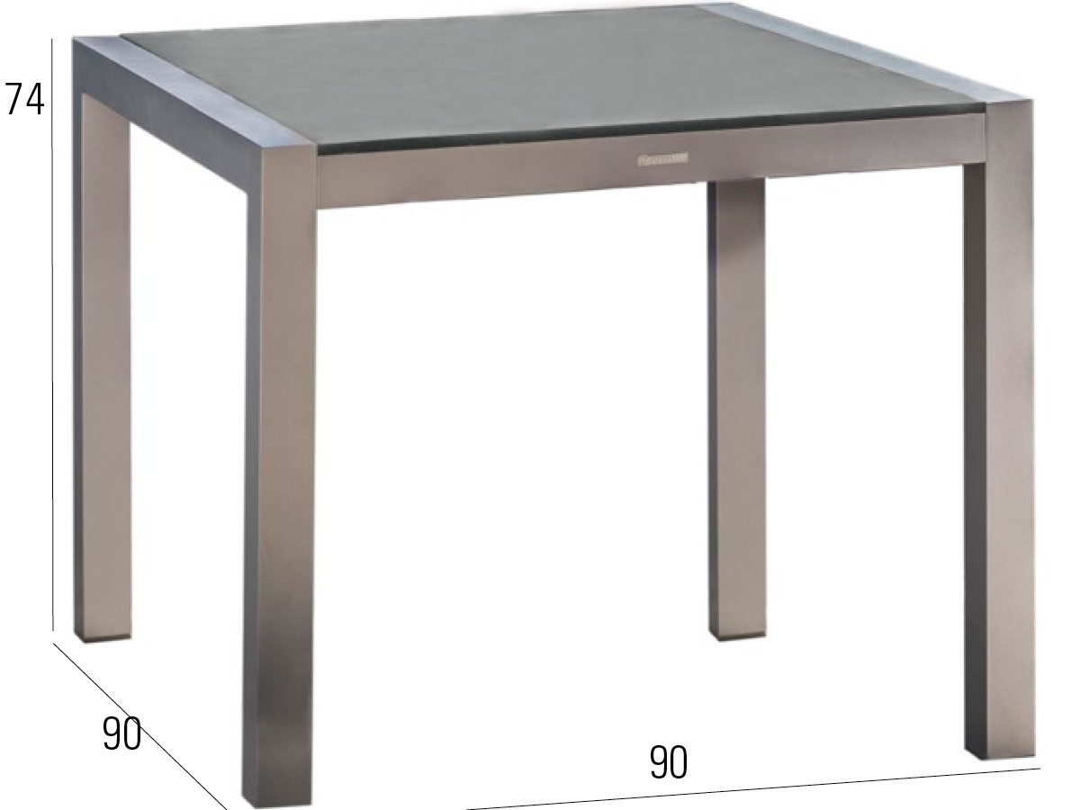 98.00.0881 Обеденный набор Small Brisbane Alu из 5 предметов. - включая 4 кресла Brisbane Alu / Resysta Stone Grey, 1 стол Kennedy Alu 90 × 90 Mbm  - Вид №2
