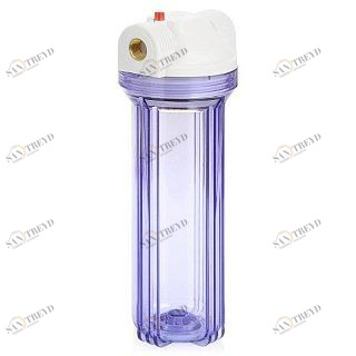 Корпус Гейзер 10" 3/4  прозрачный для холодной воды, с пластиковой резьбой 50534