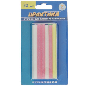 Стержни клеевые Практика 790-236 белый, желтый, зеленый, розовый 8152073