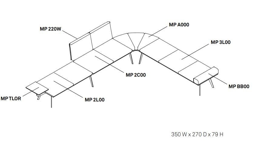 Скамейка из ткани True Design Millepiedi ARCH-00121468 - Вид №24