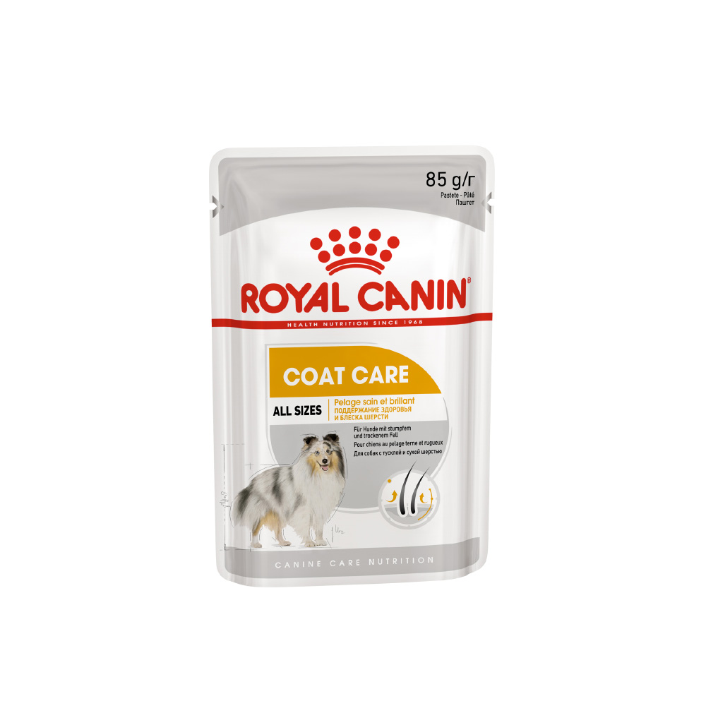 ПР0049773 Корм для собак Coat Care для тусклой и сухой шерсти паштет пауч 85г ROYAL CANIN 