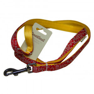 ПР0043554 Поводок для собак с принтом косточки 10х1200мм нейлон красный Great&Small