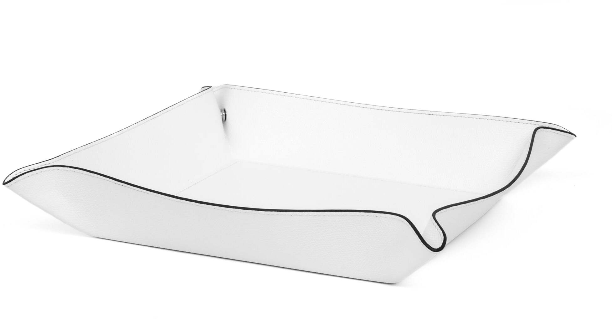 Квадратный поднос для мелочей - 22X22 см / плетеная кожа_серо-коричневый