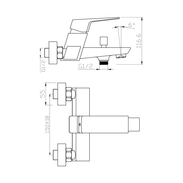 35-05P GRANO black  Смеситель для ванны  ARGO kran 3505pgranoblack - Вид №1