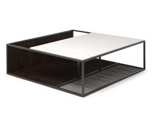 Квадратный деревянный и мраморный журнальный столик с журнальной стойкой