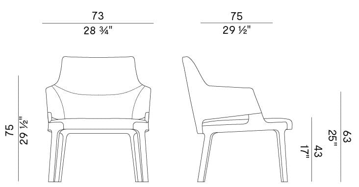 Кожаное кресло с подлокотниками с высокой спинкой Potocco ARCH-00139897 - Вид №2