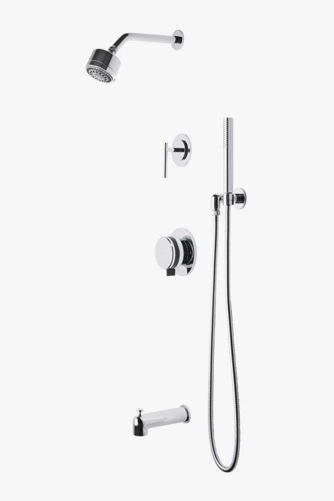 DBSP24 Душевая система с балансировкой давления в децибелах с душевой лейкой с тропическим душем 3 1/4 дюйма, ручным душем, изливом ванны и рукояткой отводного рычага Waterworks 