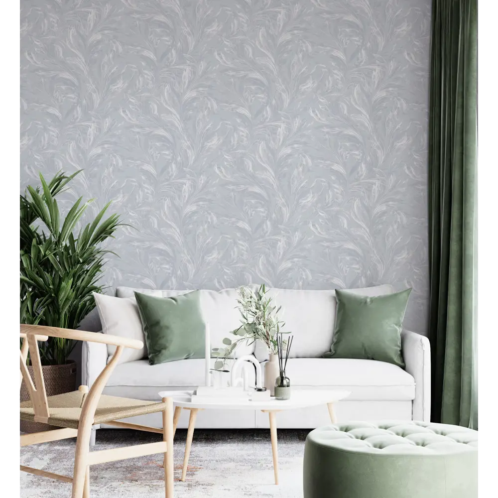 Обои Anturage Livadia серые с растительным орнаментом 89389760 STLM-1570038 - Вид №2