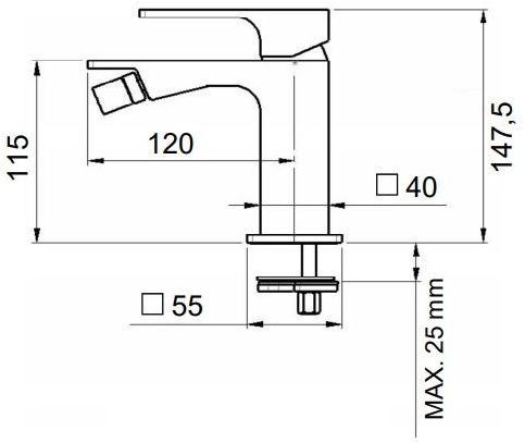 Remer Rubinetterie Смеситель для биде, устанавливаемый на столешнице, с регулируемым изливом Absolute Au-20 - Вид №1