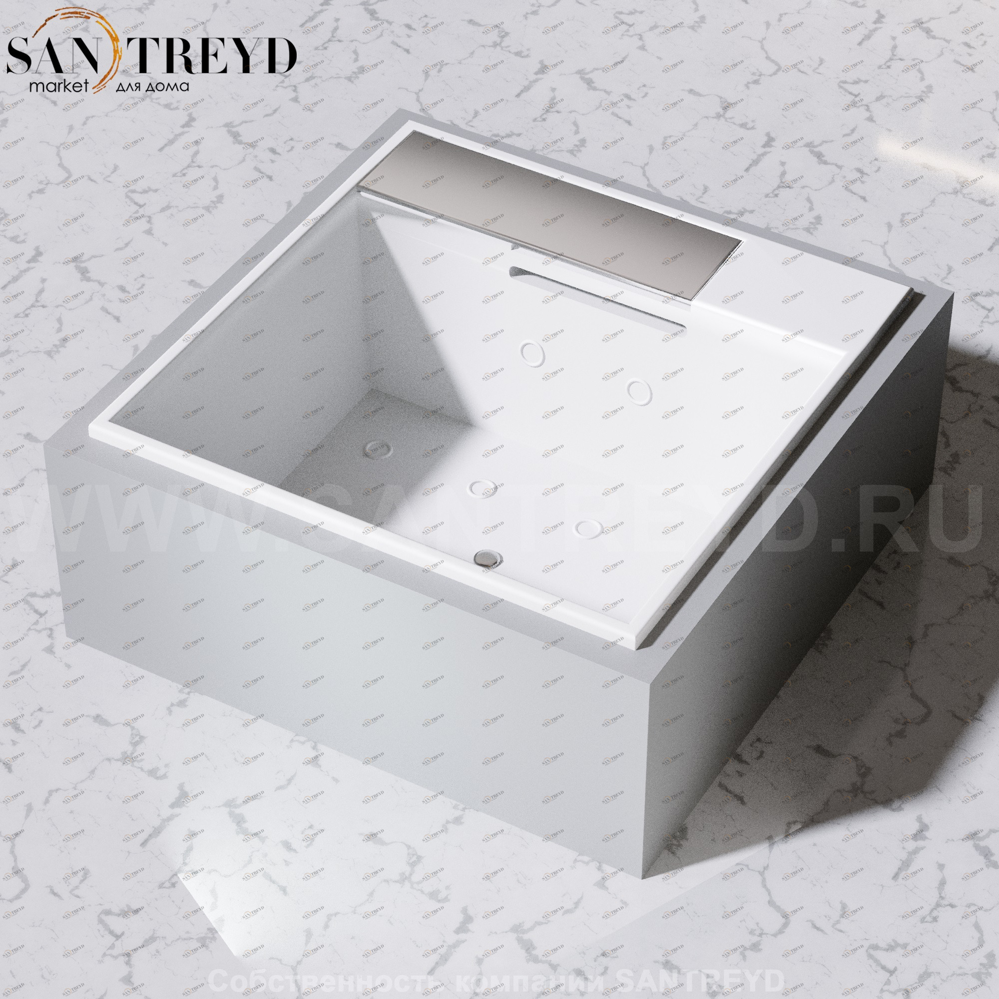 Effegibi WATERSUITE Ванна с функцией SOURCE + AIR MILK: 4  форсунки с многоступенчатым насосом. Размер: длина 160, высота 63,5, ширина 190. Нагрузка на пол: 295 кг/кв. м. Объем воды: 500 л. WS10000003