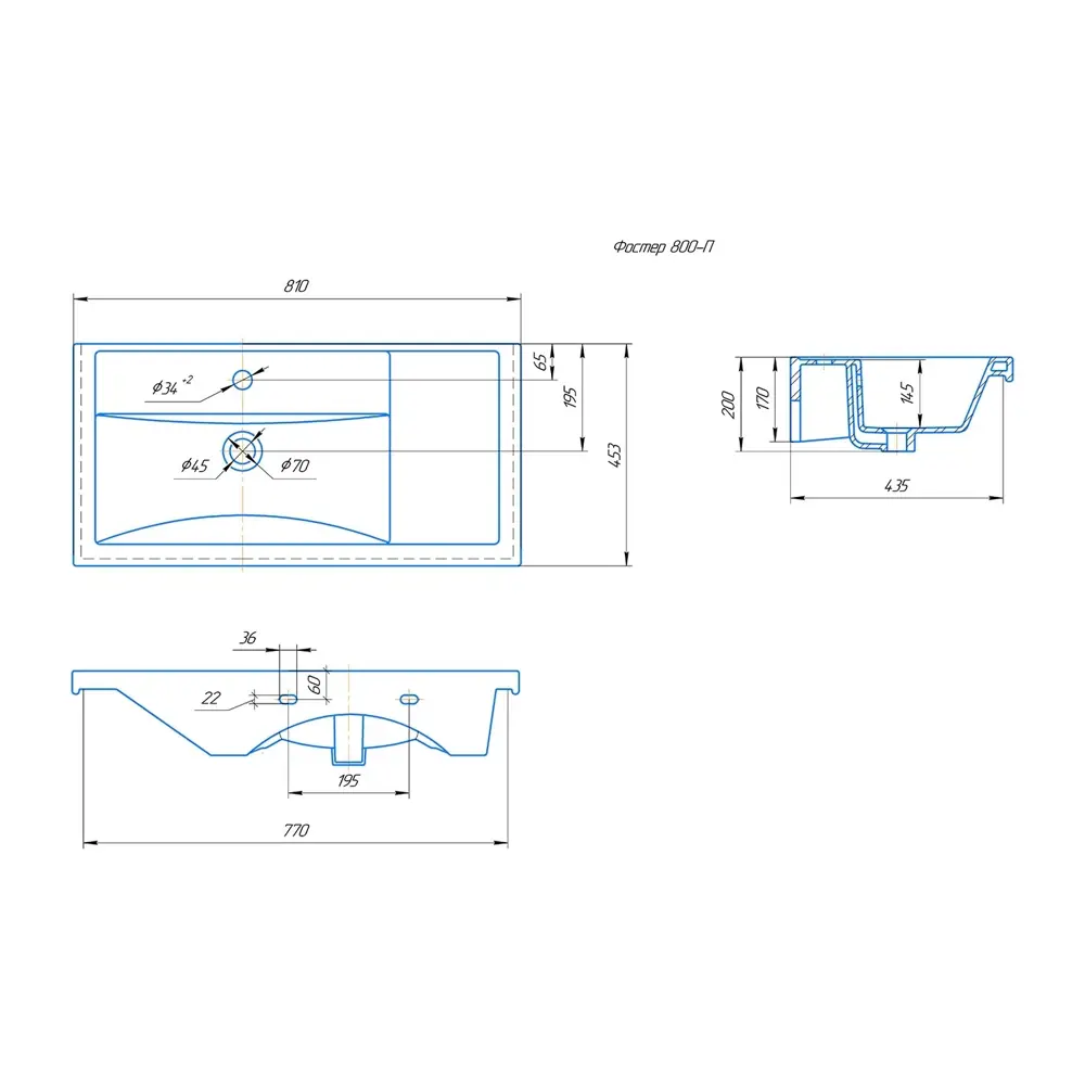 Santreyd Фостер — прямоугольная фарфоровая раковина для ванной 82378761 STLM-0025871 - Вид №6