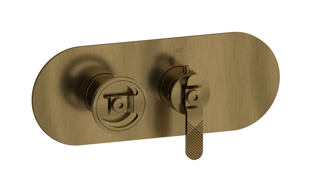 Комплект наружных частей термостата на 1 потребителей - горизонтальная овальная панель с ручками Bold WE ARE IB eua122mbnb1 Modern Bronze Aqua