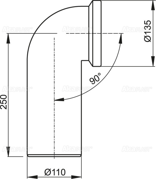 Колено для унитаза 90° ALCAPLAST A9090 - Вид №1