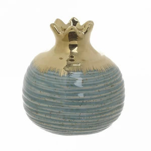 Статуэтка керамическая бирюзовая с золотом "Гранат" TO4ROOMS РАСТЕНИЯ 00-3893554 Голубой;золото