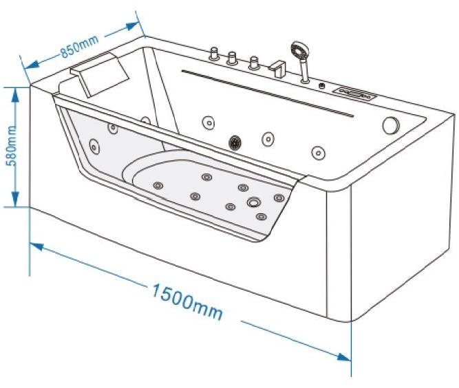 Ванна гидромассаж. GR-15085 (85x150x58) GROSSMAN  - Вид №1
