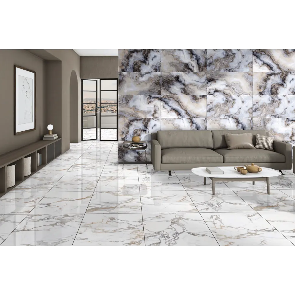 Керамогранит Italian Statuario 60x60 см 1.44 м² полированный цвет белый Santreyd End Italian STLM-2194121 - Вид №4