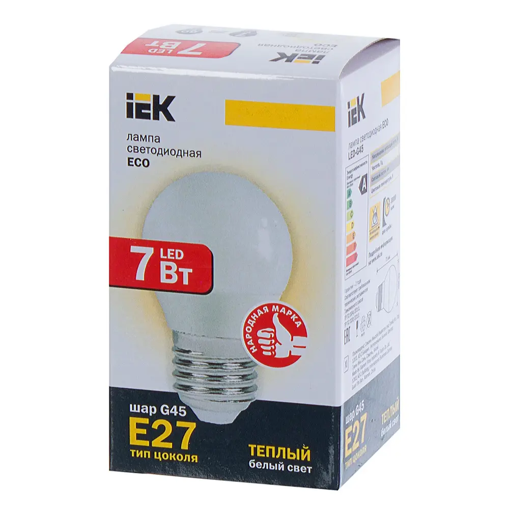 Лампа светодиодная IEK Шар G45 E27 7 Вт 230 В 3000 К свет тёплый белый 81944918 STLM-2174805  - Вид №3