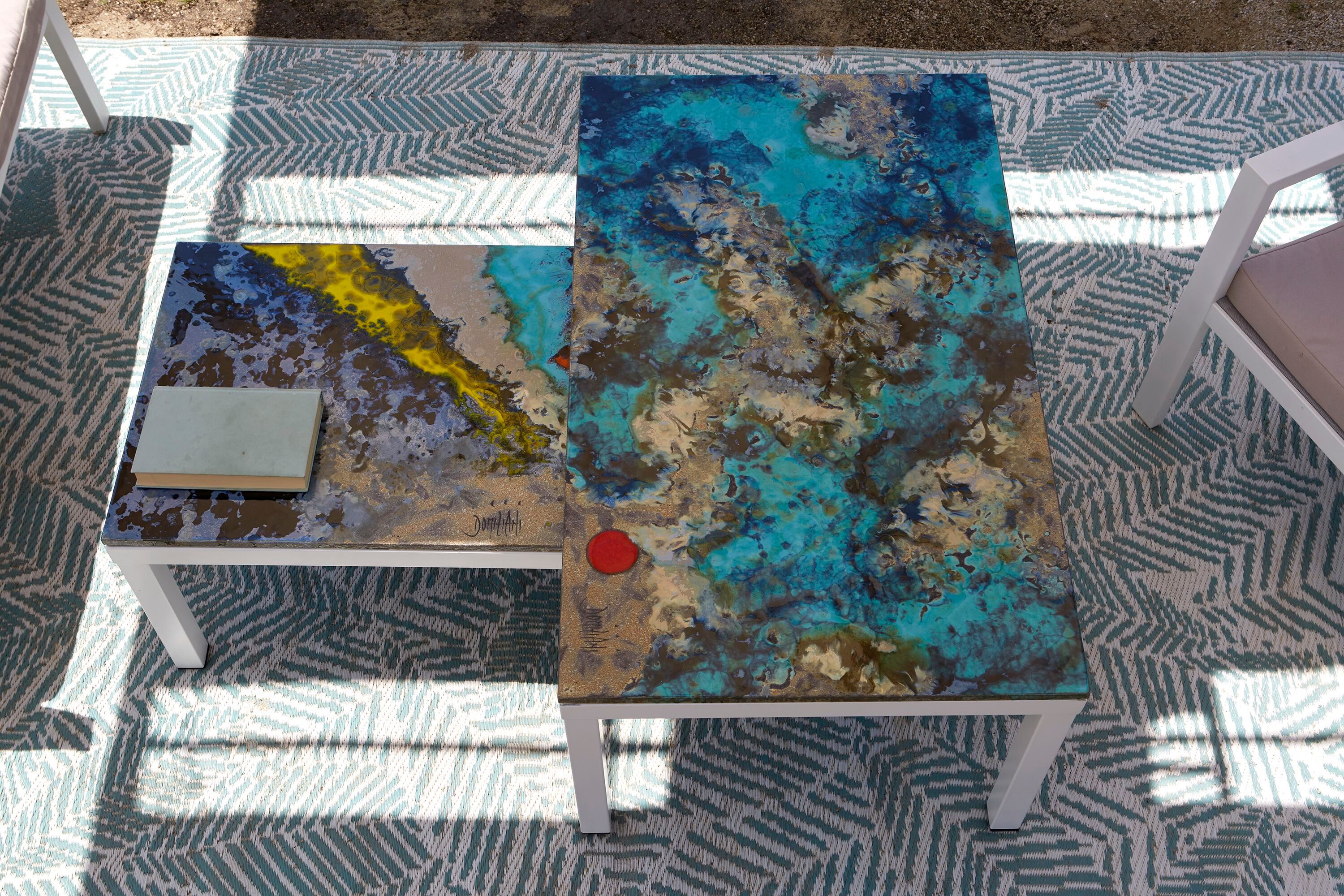 Журнальный столик из фаянса и нержавеющей стали DOMIZIANI современный ARCH-00087831 - Вид №2