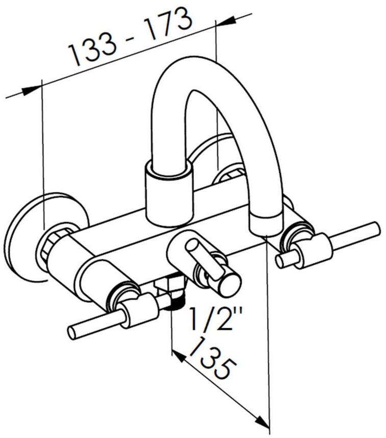 rvb Смеситель для ванны настенный на 2 отверстия Dynamic 4027.11.68 - Вид №1