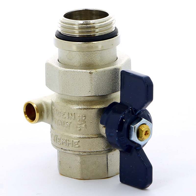 Кран шаровой НВ с разъемным соединением с термометром для коллектора TIEMME 1" бабочка синяя 2120042 - Вид №4