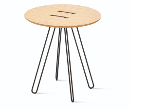 Высокий круглый журнальный столик из дуба