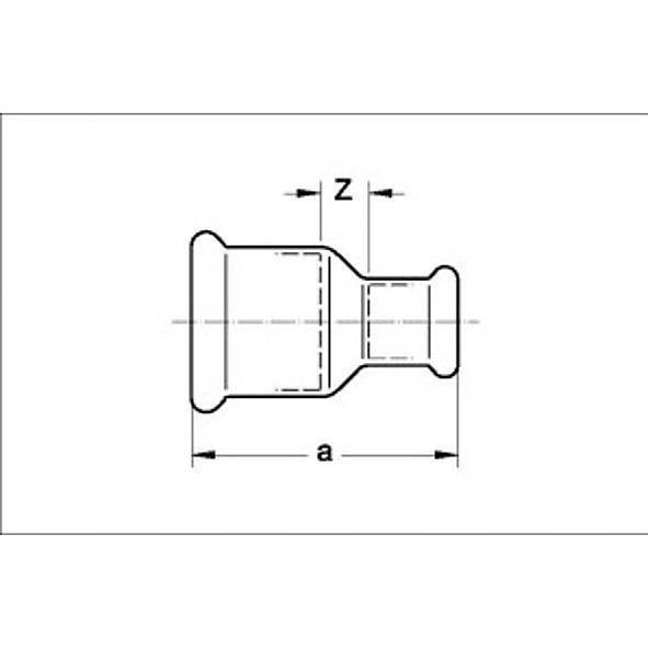 1102405428 SANHA 10240 пресс-фитинг газ, медь, муфта редукцион. ВПр-ВПр 54x28 мм  - Вид №1