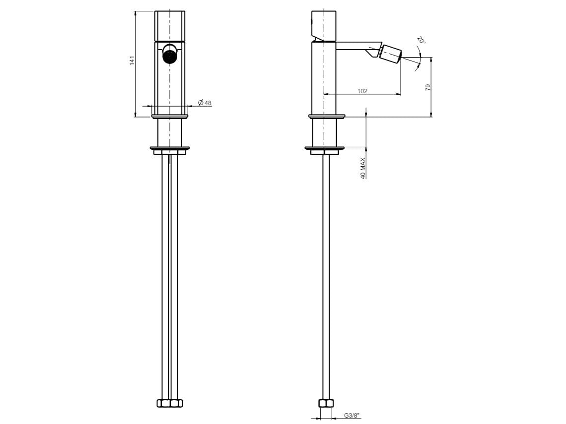 Смеситель для биде из нержавеющей стали без слива Rubinetterie Frattini Borgia ARCH-00081989 - Вид №3