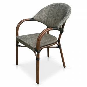 Кресло металлическое с обивкой из текстилена серое AFINA  240937 Коричневый