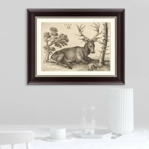 Литография на тонированной бумаге 35х45 см "Олень №1, 1518г" КАРТИНЫ В КВАРТИРУ  093827 Бежевый;белый;коричневый;разноцветный