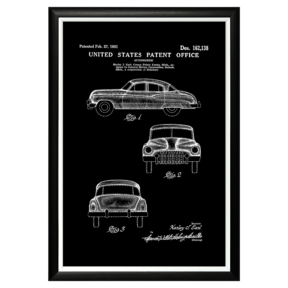 896521425_1818 Арт-постер «Патент General Motors Corporation на автомобиль, 1951» Object Desire 