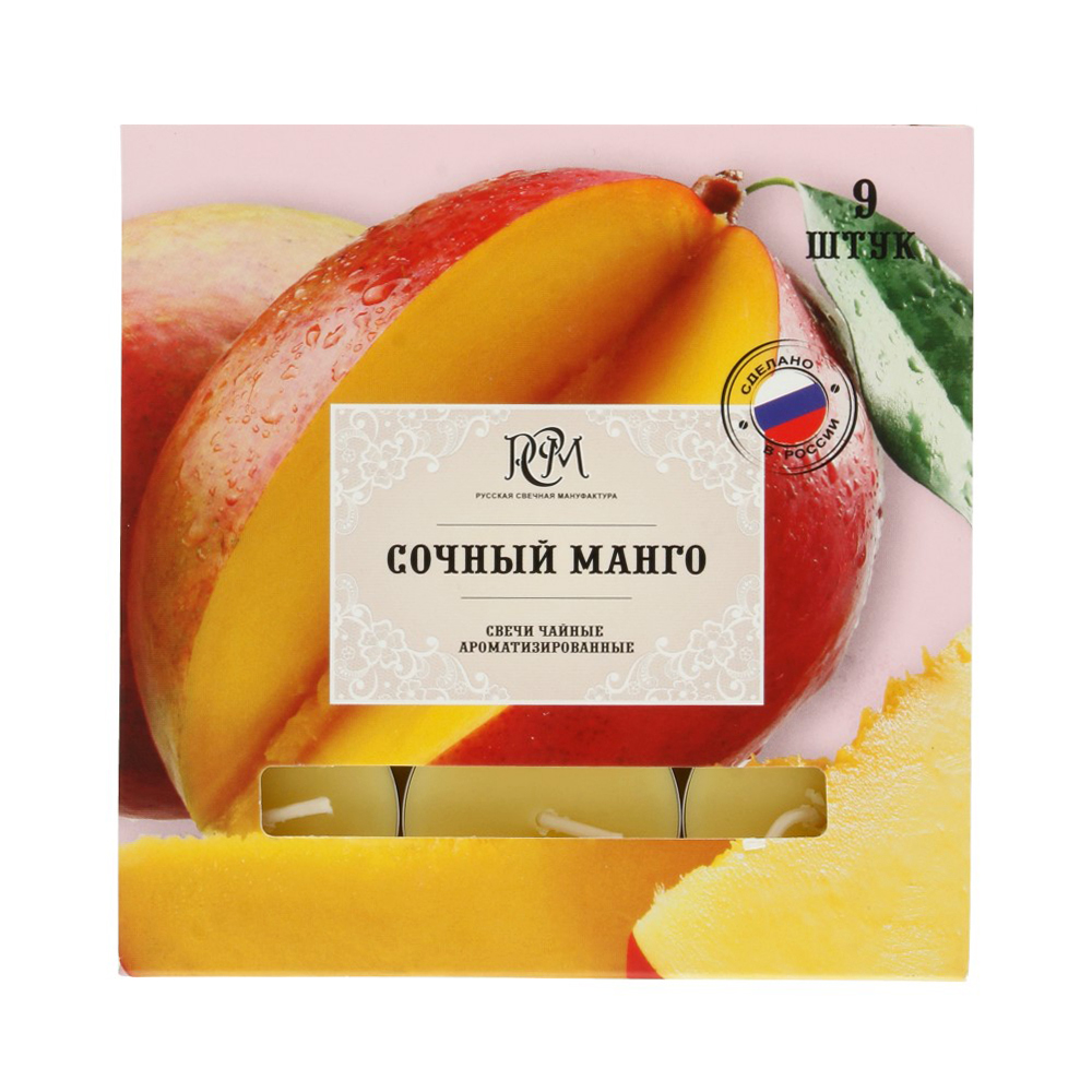 1300924 Свеча чайная 100 г 9 шт. Сочный Манго РСМ 