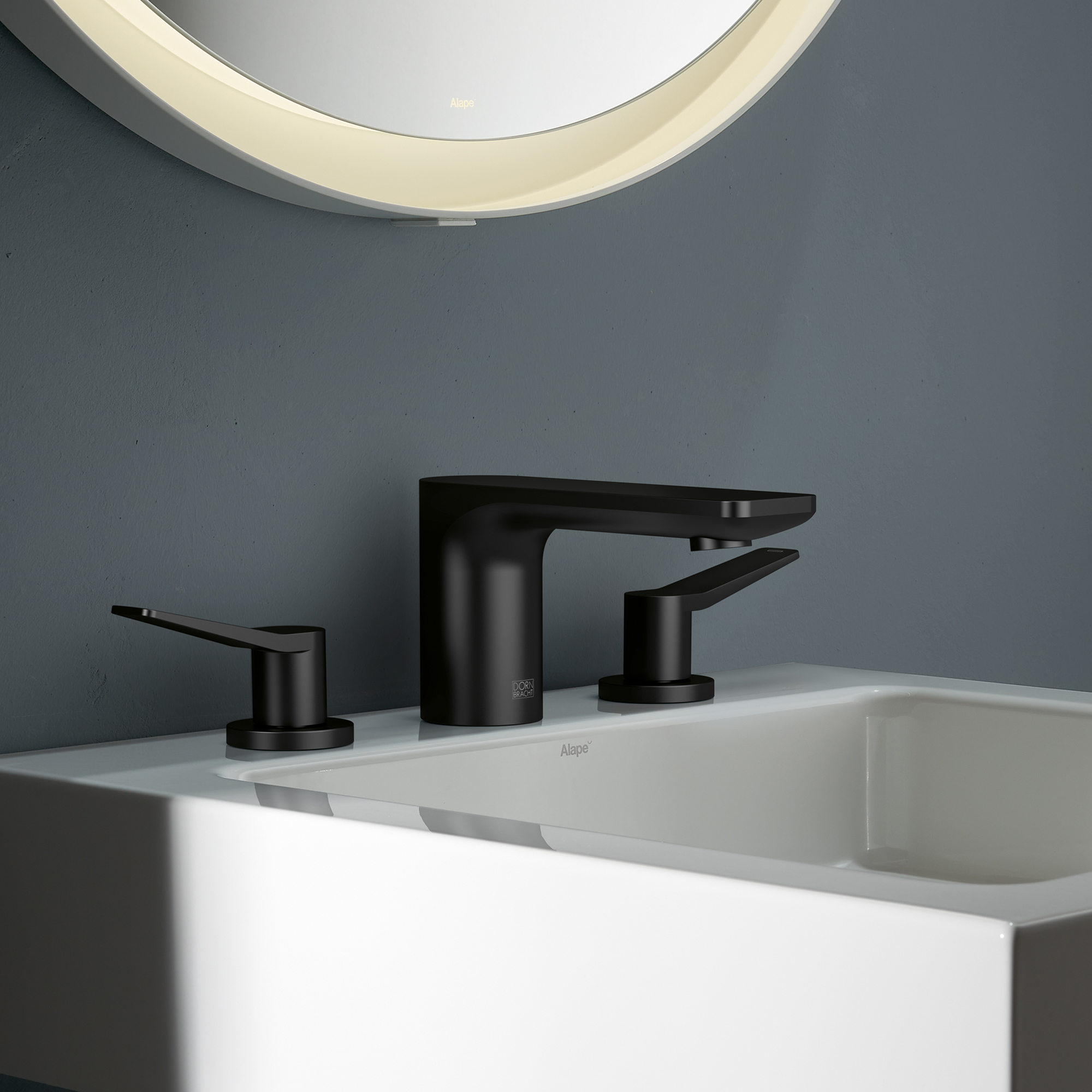 ЛИССЭ Смеситель для раковины на три отверстия со сливным клапаном - Темный хром DornBracht LISSE 20713845-19 - Вид №1