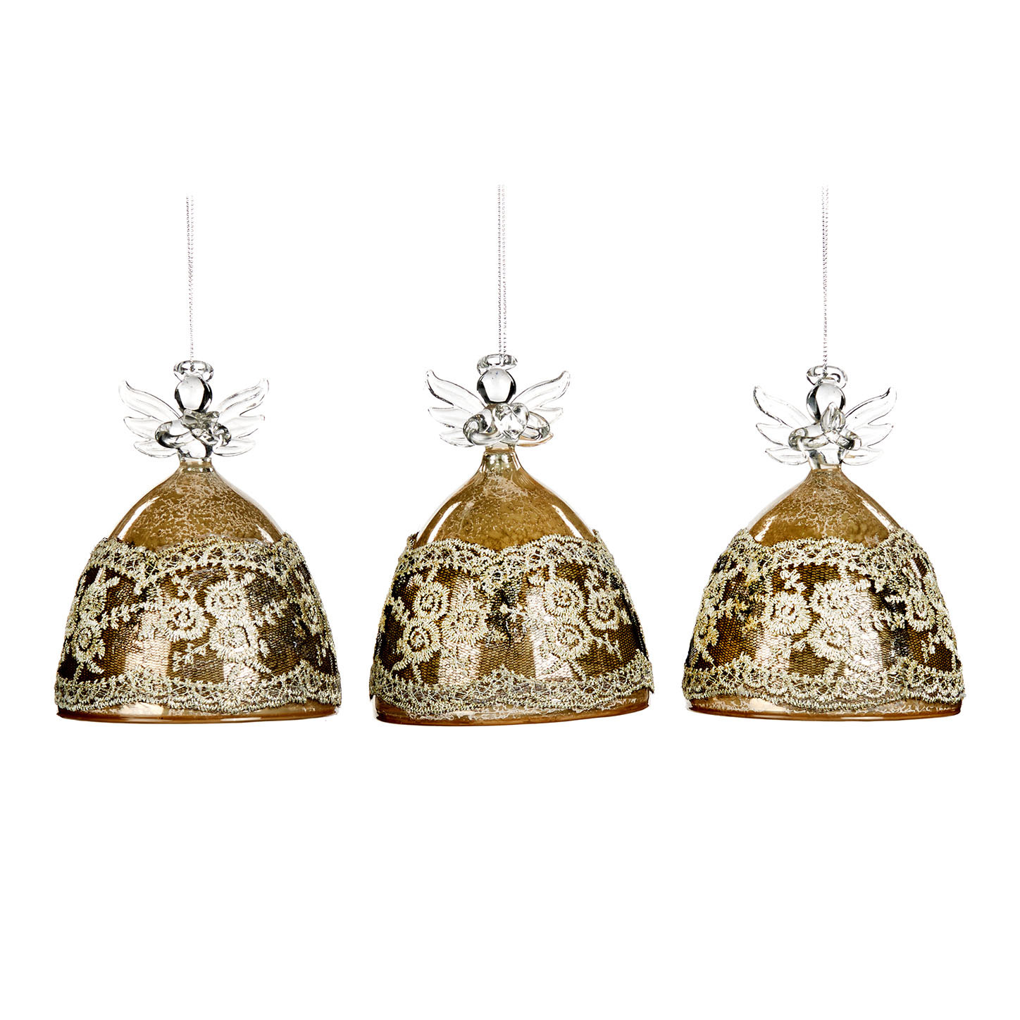 P 35164 Ангел с кружевной юбкой золотой 12 см (цена за шт) GOODWILL Santreyd 