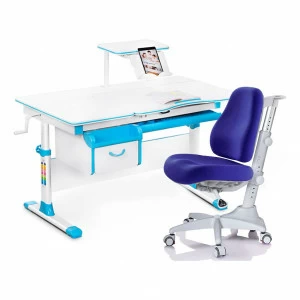 Парта детская бело-голубая Evo-40 с креслом Match Y-528 SB MEALUX EVO  00-3947220 Белый;голубой