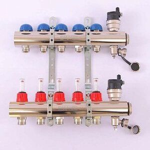 Коллектор 1"xМ 24 х19 5 выходов EMMETI TOPWAY с расходомерами и вентилями