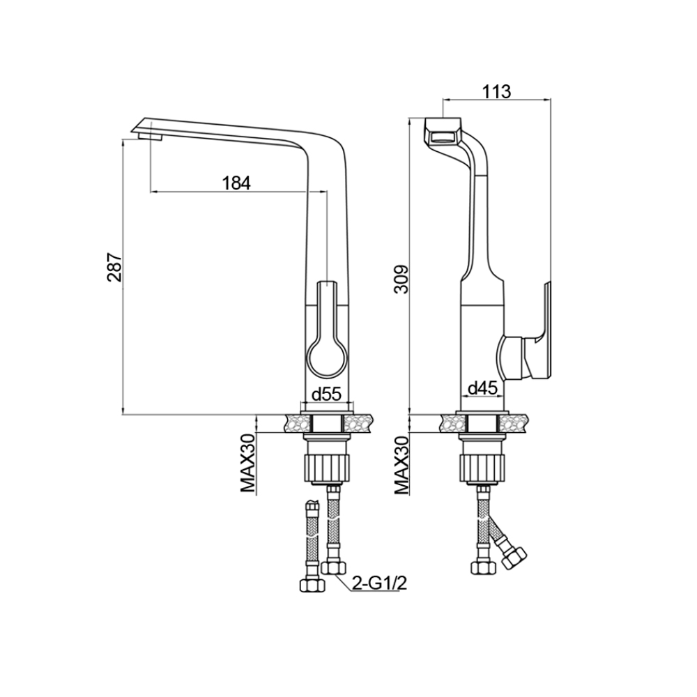 R1903 Смеситель для кухни Zigen однорычажный, боковой Raiber  - Вид №2