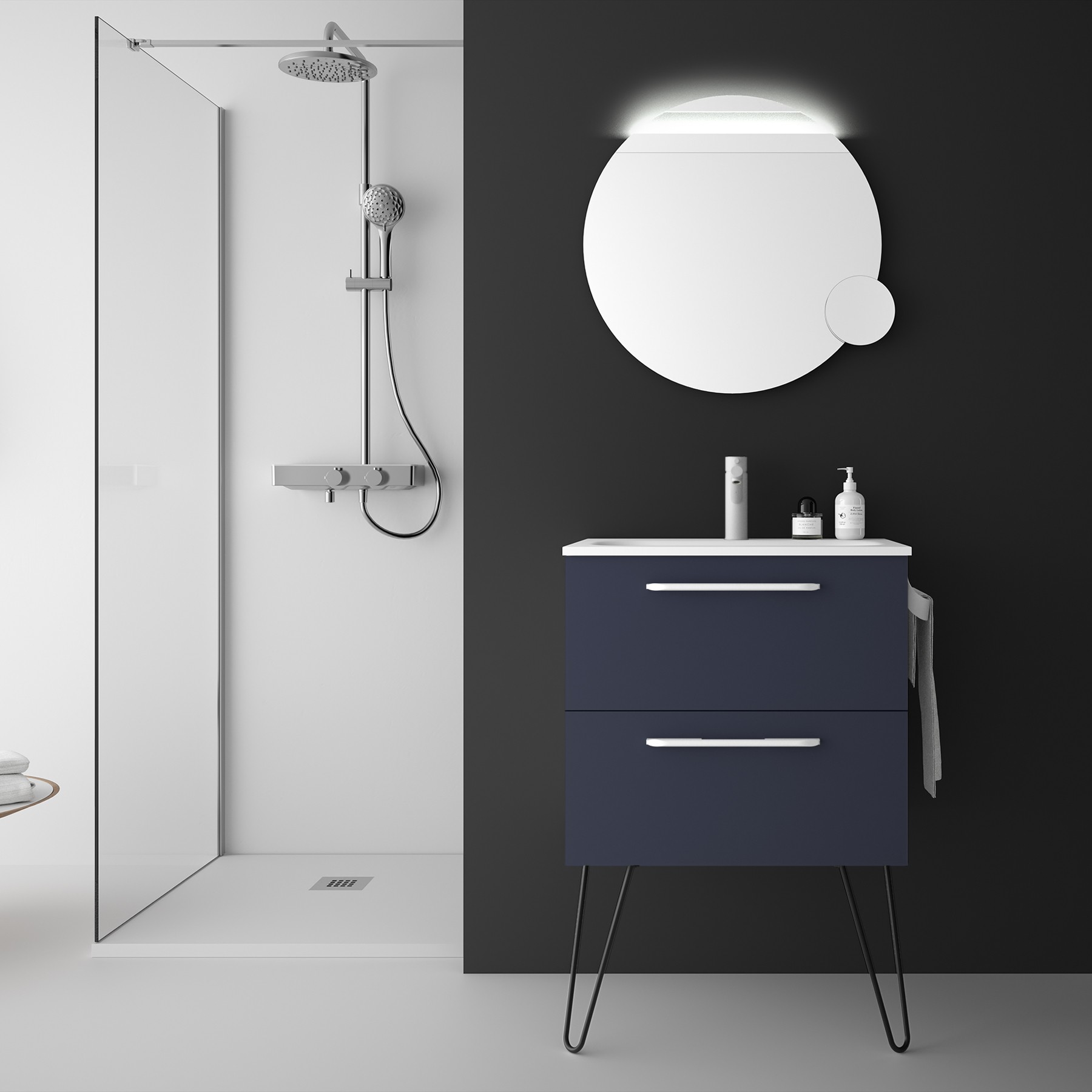 81711 SALGAR Мебель для умывальника FUSSION CHROME 600 2 ящика NIGHT BLUE 598 x 540 x 450 мм Синяя ночь