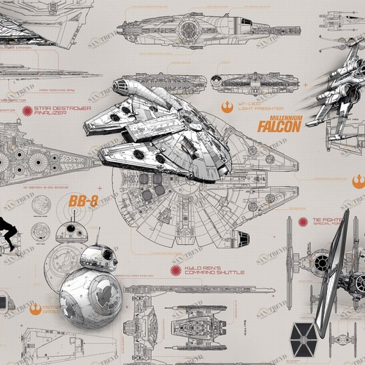 8-493-STAR-WARS-Blueprints Фотообои Komar Disney 2.54х3.68 м 8493STARWARSBLUEPRINTS