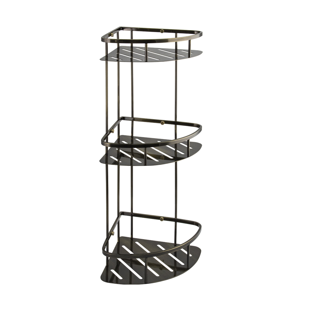 GFmark - Полочка угловая, овальная, с литым дном, тройная, 22 см - БРОНЗА, код: 77357 