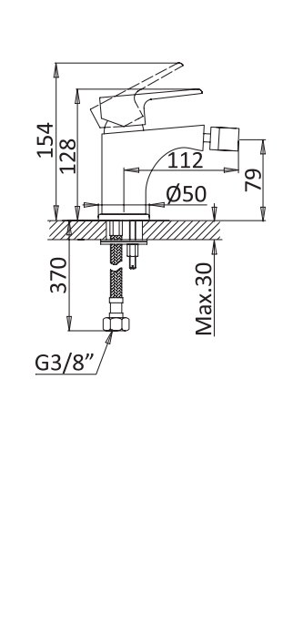 Смеситель на биде однорычажный, с донным клапаном CEZARES NAUTIC-BS1-NOP - Вид №1