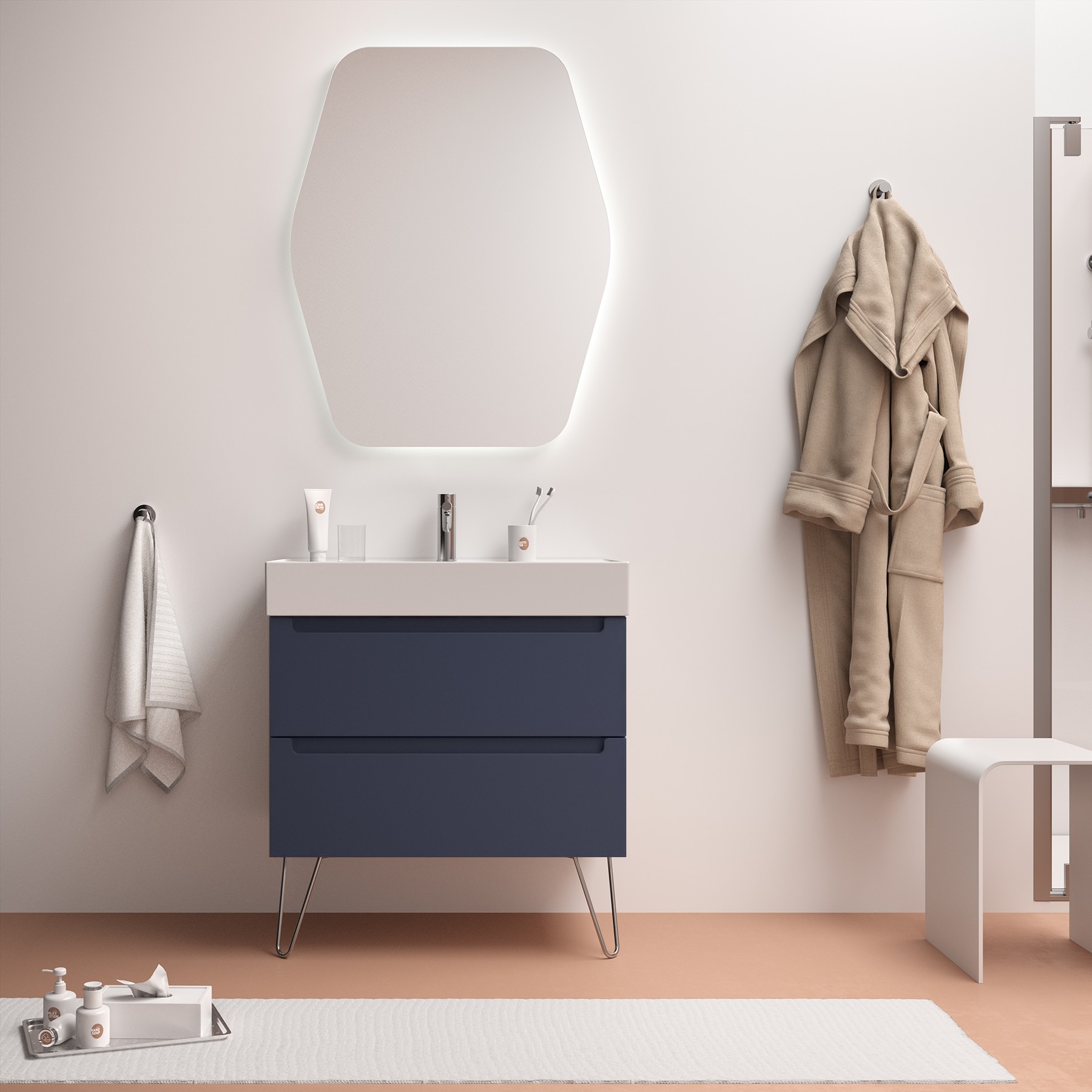 81727 SALGAR Мебель под умывальник MONTERREY 800 2 металлических ящика NIGHT BLUE 797 x 540 x 450 мм Синяя ночь 