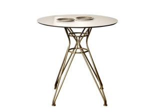 Стальной и деревянный круглый садовый стол