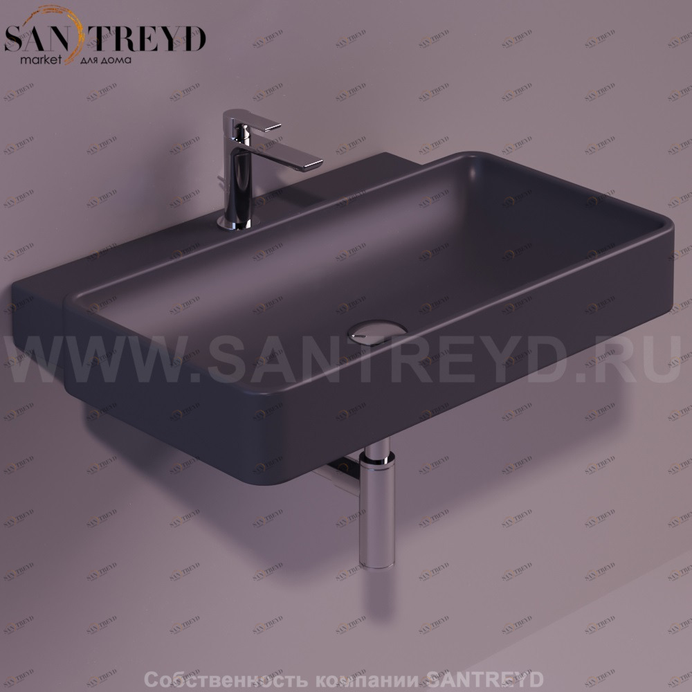 FL01ANTRACITEMATT Подвесная раковина настенная прямоугольная Simas Flow черная