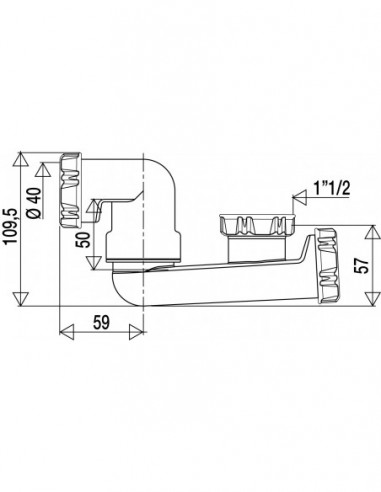 561200 001 00  Сифон поворотный для ванны, выход с коническим уплотнением Д. 40 мм, полипропилен Valentin Белый  - Вид №2