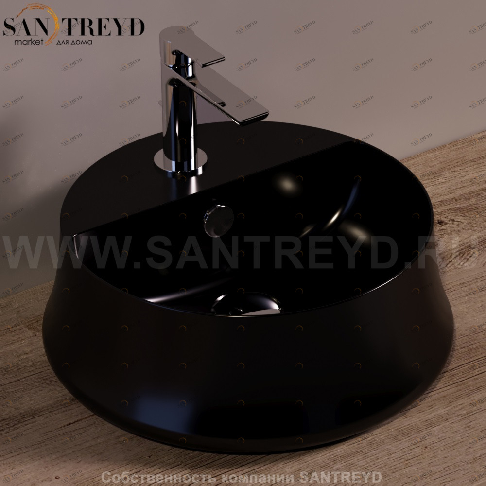 SH03NERO Накладная раковина на столешницу  круглая Simas Sharp