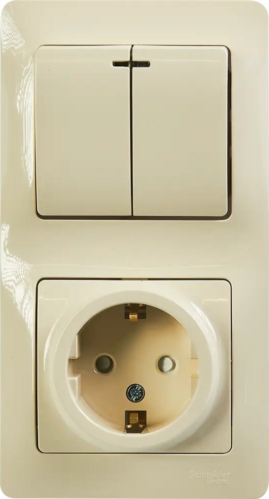 Schneider Electric Glossa — выключатель с розеткой в бежевом исполнении 86710130